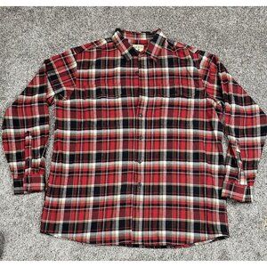 RedHead Flannel Shirt Men’s 2XLT Red‎ Plaid Button Down Outdoor Workwear Rugged